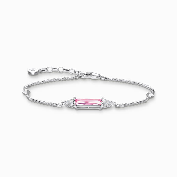 Thomas Sabo Sterling Silver Pink White Stones Bracelet, A2018-051-9-L19V.