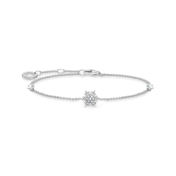 Thomas Sabo Sterling Silver Snowflake White Stones Bracelet, A2082-051-14-L19V.