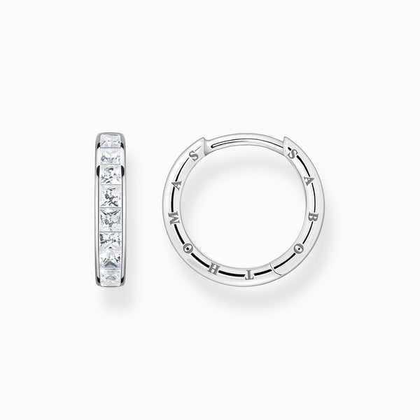 Thomas Sabo Sterling Silver White Stone Hoop Earrings, CR668-051-14.