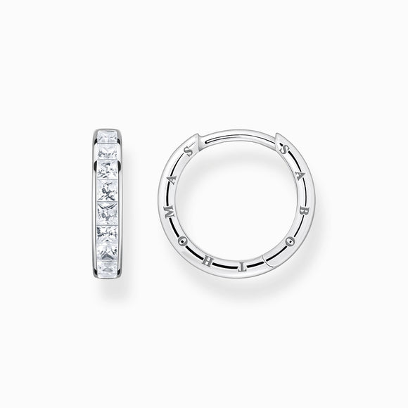 Thomas Sabo Sterling Silver White Stone Hoop Earrings, CR668-051-14.