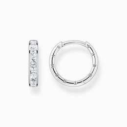 Thomas Sabo Sterling Silver White Stone Hoop Earrings, CR668-051-14.