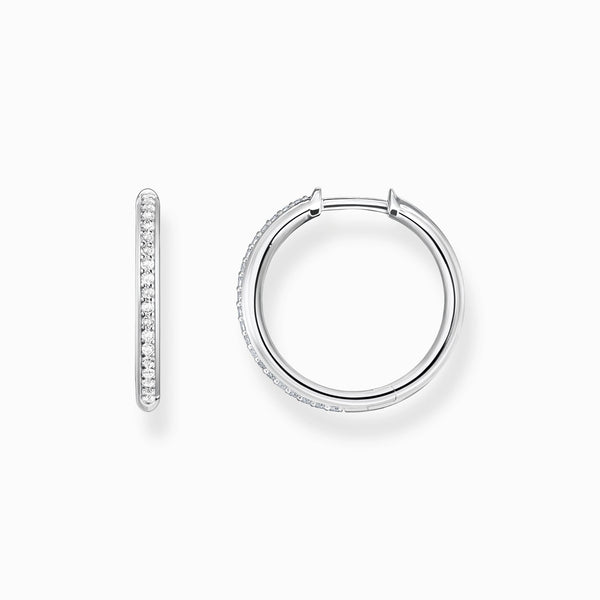 Thomas Sabo Sterling Silver White Stone Hoop Earrings, CR673-051-14.