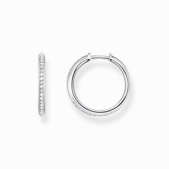 Thomas Sabo Sterling Silver White Stone Hoop Earrings, CR673-051-14.