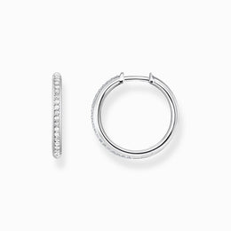 Thomas Sabo Sterling Silver White Stone Hoop Earrings, CR673-051-14.
