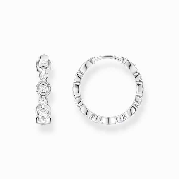 Thomas Sabo Sterling Silver White Stones Hoop Earrings, CR714-051-14.