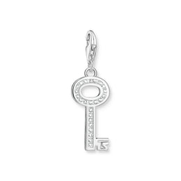 Thomas Sabo Sterling Silver White Stones Key Charm, 0010-051-14.