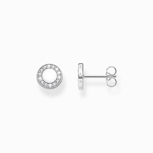 Thomas Sabo Sterling Silver White Stones Round Stud Earrings, H2061-051-14.