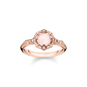 Thomas Sabo Vintage Rose Gold Rose Quartz Pink Diamond Ring, D_TR0043-925-26-54.