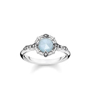 Thomas Sabo Vintage Sterling Silver Aquamarine Diamond Ring, D_TR0043-902-31-56.