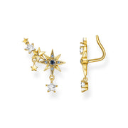 THOMAS SABO ROYALTY GOLD PLATED STERLING SILVER STAR CLIMBER EARRINGS H2223-959-7