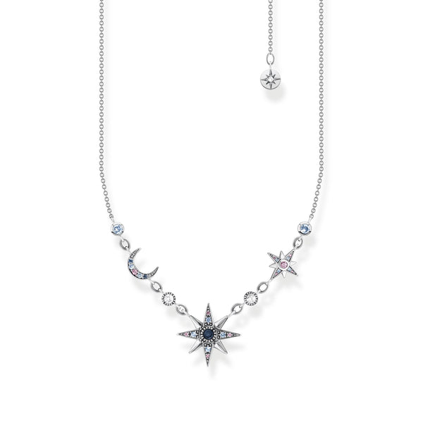 THOMAS SABO ROYALTY STERLING SILVER STAR AND MOON NECKLACE KE2119-945-7-L45V