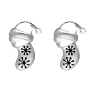 Sterling Silver Snowflake Stocking Stud Earrings