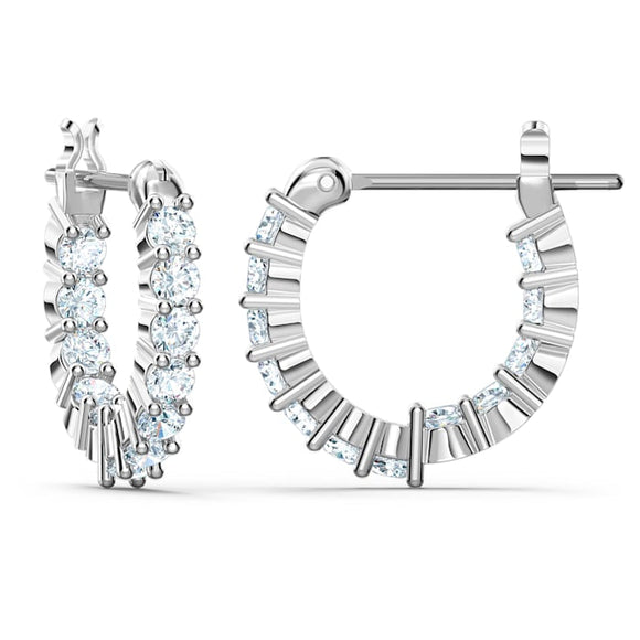 Swarovski Vittore White Rhodium Plated Mini Hoop Earrings 5562126