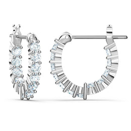 Swarovski Vittore White Rhodium Plated Mini Hoop Earrings 5562126