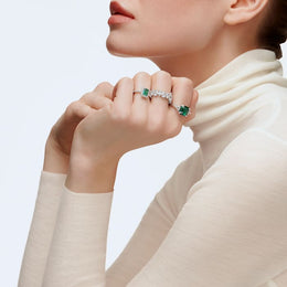 Swarovski Vittore Rhodium Plated Pear Cut Crystal Ring Size 58